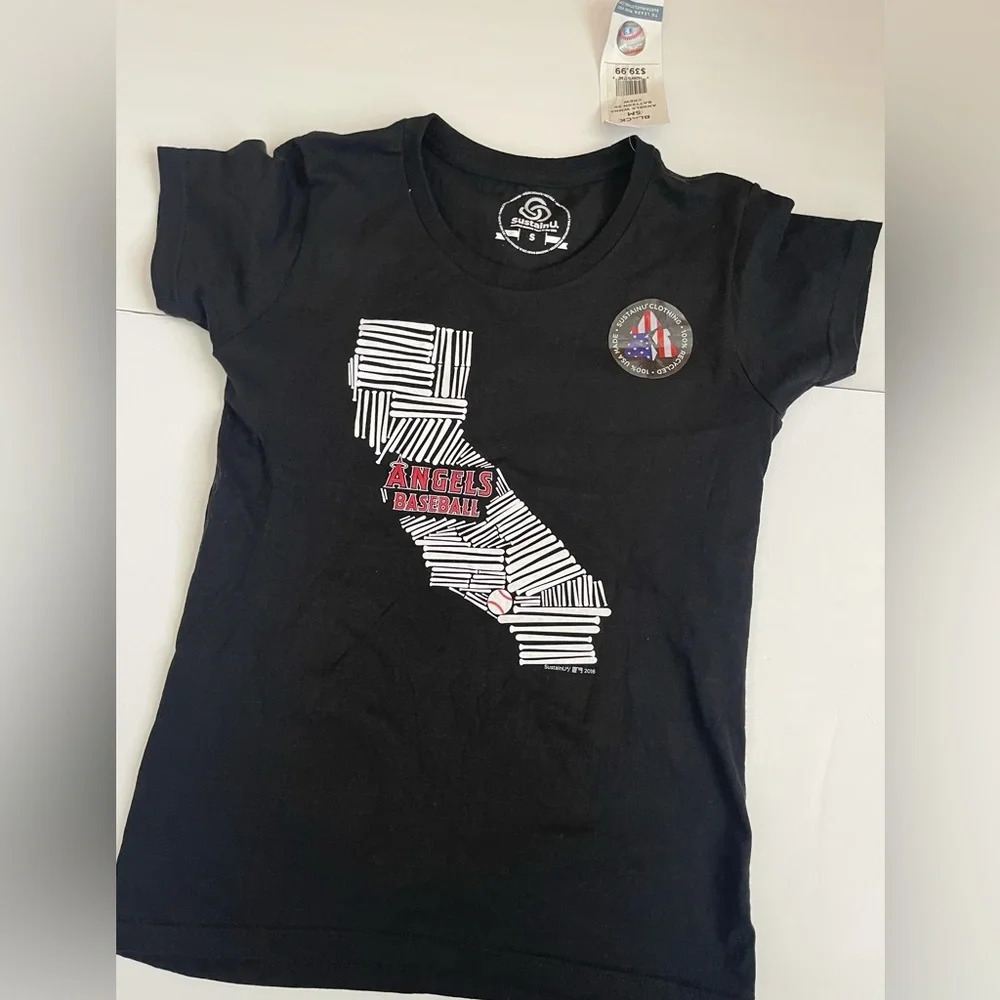 Angels Baseball Women’s T-shirt black size Small - Picture 1 of 5